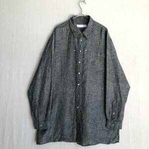 【100%リネン】USA vintage デザインシャツ / L グレー スナップ ボタン ボックス ビンテージ T3-05018-9326 sale