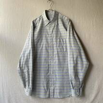 90s EMPORIO ARMANI シャツ / 41 コットン ボーダー ブルー ビンテージ イタリア製? T3-06098-9376 sale_画像1