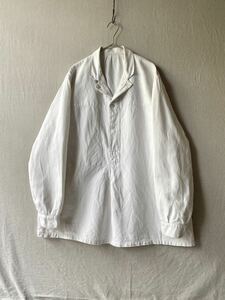 50s French vintage butcher jacket / meat thickness linen pull over shirt euro France Vintage 40s O3-05009-1881 sale