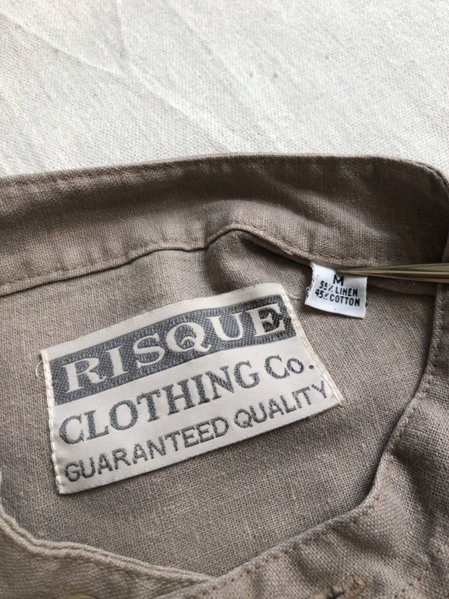 リネン×コットン】USA vintage プルオーバー シャツ / 実寸L ベージュ
