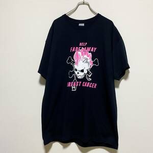 アメリカ古着　骸骨　スカル　大判プリント　半袖Tシャツ　GILDAN　ギルダン　ビッグサイズ　ゆるだぼ　【F261】