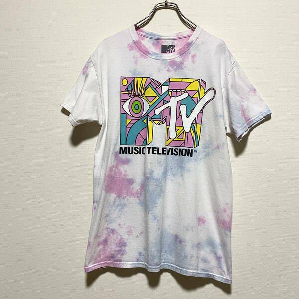 アメリカ古着　MTV　音楽番組　半袖 Tシャツ　タイダイ染め　Sサイズ　2020年製　コットン　ビッグロゴ　【J680】