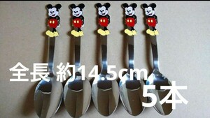 5ps.@ Mickey Mouse spoon Disney Showa Retro antique tea spoon cutlery tableware 