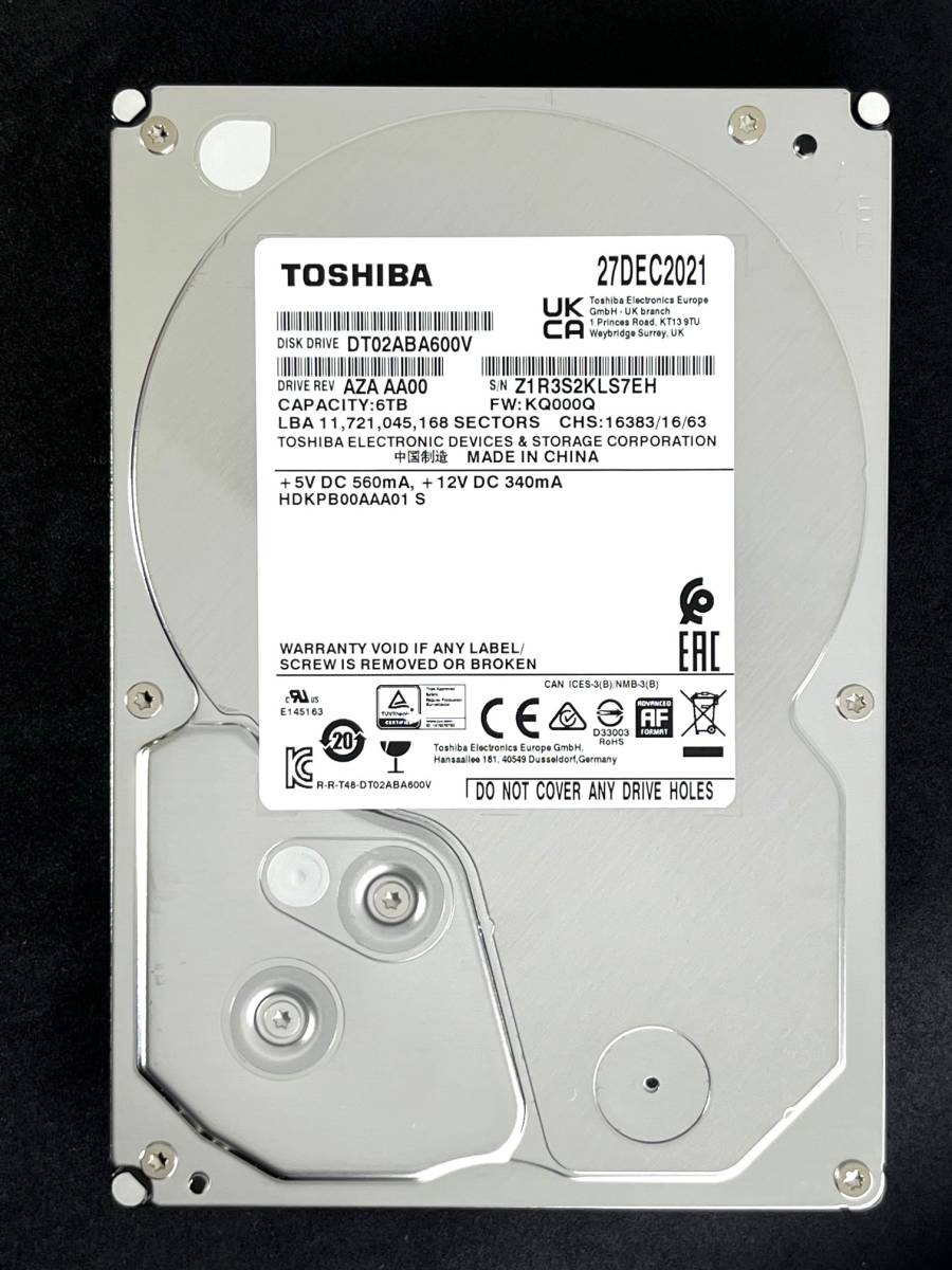 送料無料】 ☆ 6TB ☆ TOSHIBA / DT02ABA600V 【使用時間:64h】 2021