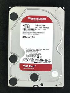 【送料無料】　★ 4TB ★　WD Red / WD40EFRX　【使用時間：845ｈ】2020年製　良品　Western Digital RED　3.5インチ内蔵HDD SATA