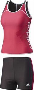  Adidas fitness no sleeve tankini S size regular price 10800 jpy pink / gray separate swim wear swimsuit 