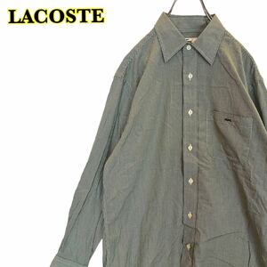 LACOSTE Lacoste рубашка с длинным рукавом серебристый жевательная резинка проверка оттенок зеленого wani вышивка мужской 39-84 размер [AY1142]