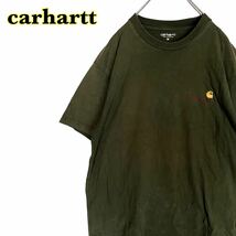 Carhartt カーハート　半袖Tシャツ　ロゴ刺繍　グリーン　メンズ　Mサイズ　【AY1152】_画像1