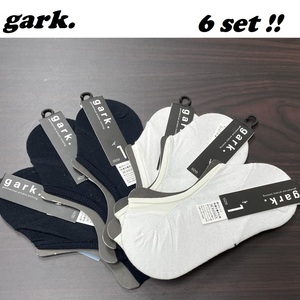 6セット 未使用品 /23-25cm/ gark. 靴下 くつ下 ソックス ネイビー ホワイト シリコン 滑り止め アンクル 伸縮 アウトドア レジャー ガーク