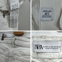 未使用品 /36/ ZARA ホワイトミッドライズ ジーンズ レディース タグ カジュアル クロップド フレア フェミニン 大人可愛い デイリー ザラ_画像10