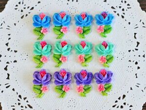 * free shipping * colorful stem attaching mini rose meliru rose flower flower Japan Vintage li Pro kaboshon accessory parts 12 piece 