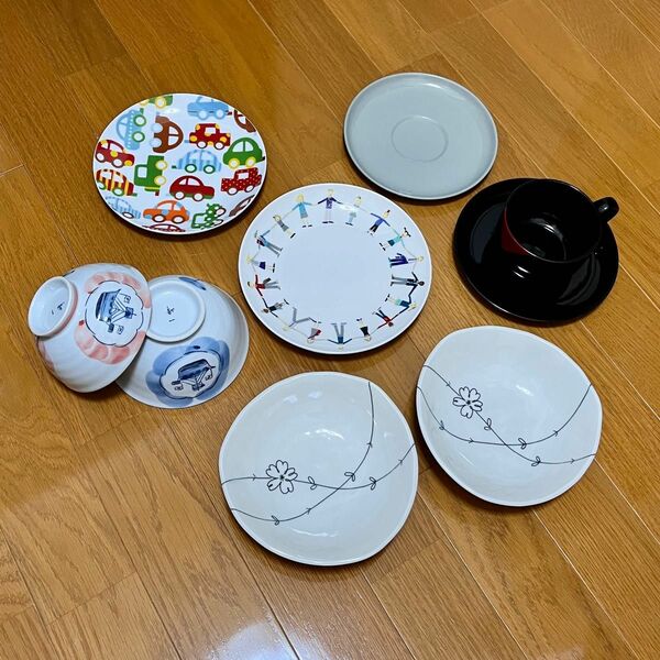 食器まとめて9点セット/カップ&ソーサー小鉢ボウル中皿プレート夫婦茶碗koshinojunko
