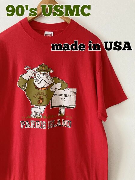 80〜90's古着 USMC PARRIS ISLAND Tシャツ　プリントTシャツ　USA製