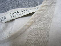 ZARA BASIC■ザラベーシック リネン×コットン ストライプ ゆったり プルオーバー フリル ブラウス レディース サイズXS_画像8