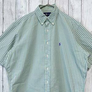 ラルフローレン Ralph Lauren CLASSIC FIT チェックシャツ 半袖シャツ メンズ ワンポイント コットン100% Mサイズ 3‐429