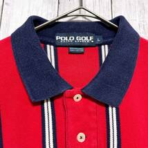 ポロゴルフ ラルフローレン Ralph Lauren POLO GOLF ストライプシャツ ポロシャツ 半袖シャツ メンズ ロゴ コットン100% Lサイズ 3‐441_画像5