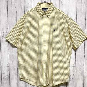 ラルフローレン Ralph Lauren 半袖シャツ チェックシャツ メンズ ワンポイント コットン100% XLサイズ BLAKE 3‐467