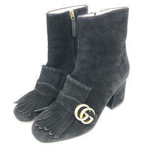 良好◆GUCCI グッチ GGマーモント ブーツ 37 1/2◆ ブラック レディース 靴 シューズ ブーティー boots