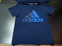 ★F010 adidas アディダス 半袖Tシャツ ロゴTシャツ スポーツ カラーTシャツ サイズS 紺系 _画像5