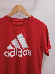 ★E025 US古着 adidas 半袖Tシャツ カラーTシャツ スポーツブランド ロゴ サイズM 赤系 
