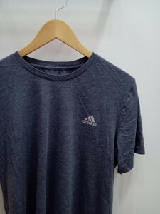 ★E030 US古着 adidas 半袖Tシャツ カラーTシャツ スポーツ シンプル サイズL 濃グレー 