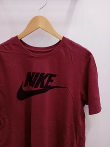 ★E043 US古着 NIKE ナイキ 半袖Tシャツ スポーツブランド サイズL 濃赤・ワインレッド 