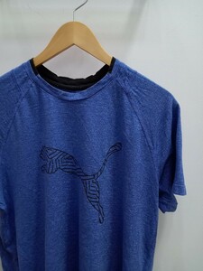 ★E052 PUMA 半袖Tシャツ カラーTシャツ スポーツブランド サイズL 青系 