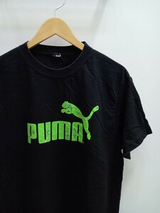 ★F028 PUMA プーマ US古着 半袖Tシャツ ロゴプリントTシャツ スポーツ サイズXL程度 黒 
