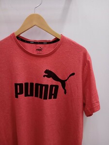 ★F029 PUMA プーマ US古着 半袖Tシャツ ロゴプリントTシャツ カラーTシャツ スポーツ サイズXL 赤、オレンジ系 