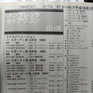 **[ parts guide ] Subaru Impreza (GH,GE series ) H19.3~ 2010 year version [ out of print * rare ]