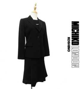 G344/美品 MICHIKO LONDON KOSHINO 東京ソワール セットアップ スーツ ジャケット ブラウス スカート 7 S ブラックフォーマル 冠婚葬祭