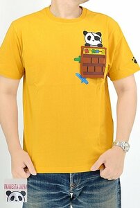 熊猫危機一髪トリックTシャツ◆PANDIESTA JAPAN マスタードLサイズ 523360 パンディエスタジャパン パンダ パロディ