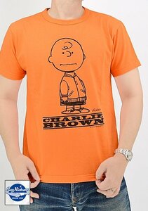 BUZZ×PEANUTS半袖Tシャツ「TYPE MA-1」◆BUZZ RICKSON'S オレンジLサイズ BR79257 バズリクソンズ スヌーピー チャーリーブラウン