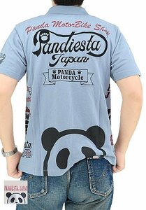 PD MOTOR ロゴデザインポロシャツ◆PANDIESTA JAPAN グレーMサイズ 523603 パンディエスタジャパン パンダ 刺繍