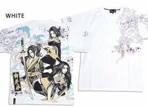 抜刀娘 忍三人娘半袖Tシャツ◆抜刀娘 ホワイトXXLサイズ 232058 和柄 和風 花魁 姉御 着物_画像1