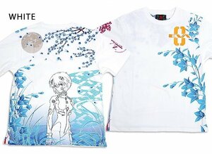 EVANGELION×錦 枝垂れ桜綾波半袖Tシャツ◆錦 ホワイトXLサイズ 523218 エヴァンゲリオン 綾波レイ 和柄 和風 さくら 刺繍