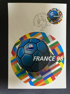 フランス　サッカーワールドカップ　円形切手　MC マキシマムカード　1種完