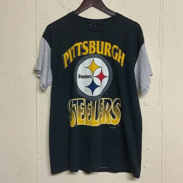 90sピッツバーグスティーラーズ半袖Tシャツ古着ツートン90年代NFL