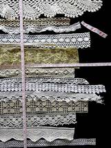 19世紀-20世紀 フランス アンティーク レース 21点 刺繍 布 縫製 古布 カットワーク スカラップ トリム チュール リメイク パーツ 9 W_画像7