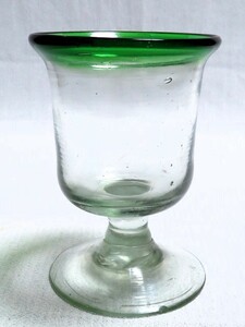 氷コップ 気泡硝子 緑 時代ガラス アンティーク 古道具