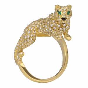 Cartier カルティエ パンテール スーキー ダイヤモンド リング エメラルド オニキス 750 K18 YG イエローゴールド 日本サイズ約15号 ♯55