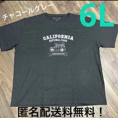 6L☆チャコールグレー車プリントロゴTシャツ大きいサイズメンズCGY