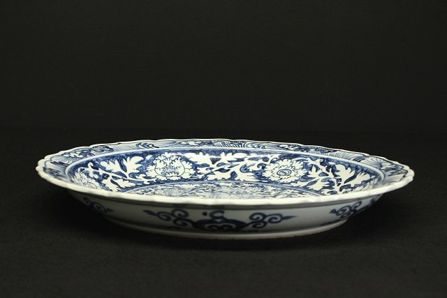 特別依頼出品 三井家由来某寺院所蔵 染付大皿 鳳凰麒麟文 直径約46.1cm
