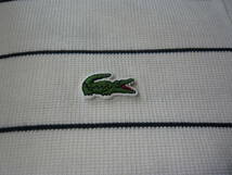 LACOSTE ラコステ 胸刺ロゴ クルーネック ラインボーダー ニットTシャツ サマーニット 白×紺 メンズ3(JPメンズM) 状態良_画像8