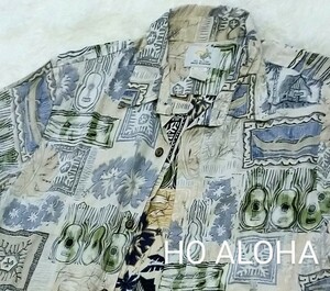 【HO ALOHA】ホ アロハ☆アロハシャツ☆ ハワイアンシャツ☆MADE IN HAWAII☆COTTON100%☆Mサイズ☆夏☆ハワイ☆海☆Ocean☆リゾート♪