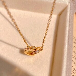 一円スタート レディース ハート ネックレス ゴールド Gold necklace ジルコニア cz プレゼント ギフト 364の画像3