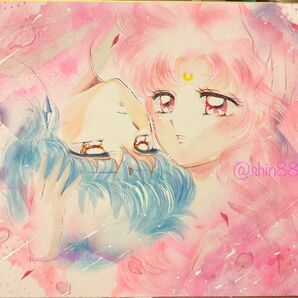 セーラームーン エリオスとちびうさ 手描きアナログイラスト