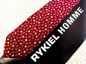 ♪31015C♪良品【花 葉っぱ 植物 柄】リキエル【RYKIEL】ネクタイ