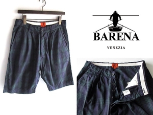 イタリア製 BARENA バレナ コットン ブラックウォッチチェック柄 タックショートパンツ ショーツ 48 ネペンテス取扱 CINI VENEZIA