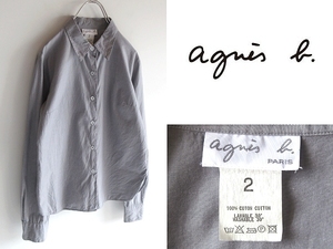  rare 90s-00s Vintage agnes b. Agnes B cotton shirt blouse 2 gray made in Japan cat pohs correspondence archive VINTAGE OLD